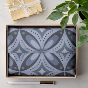 Blue Geometric Pattern Retro Style Tissue Paper