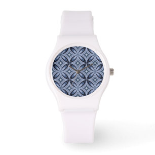 Blue Geometric Pattern Retro Style Watch