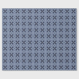 Blue Geometric Pattern Retro Style Wrapping Paper