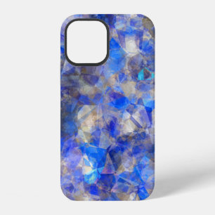 Blue Geometric Pattern Simulated Glass iPhone 12 Case