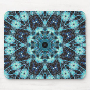 Blue Geometric Pattern with Radiant Glow Mouse Mat