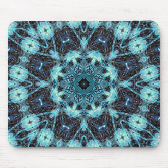 Blue Geometric Pattern with Radiant Glow Mouse Mat (Front)