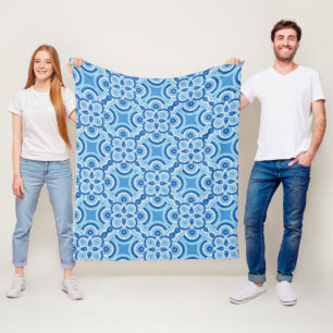 Blue geometric print Fleece Blanket