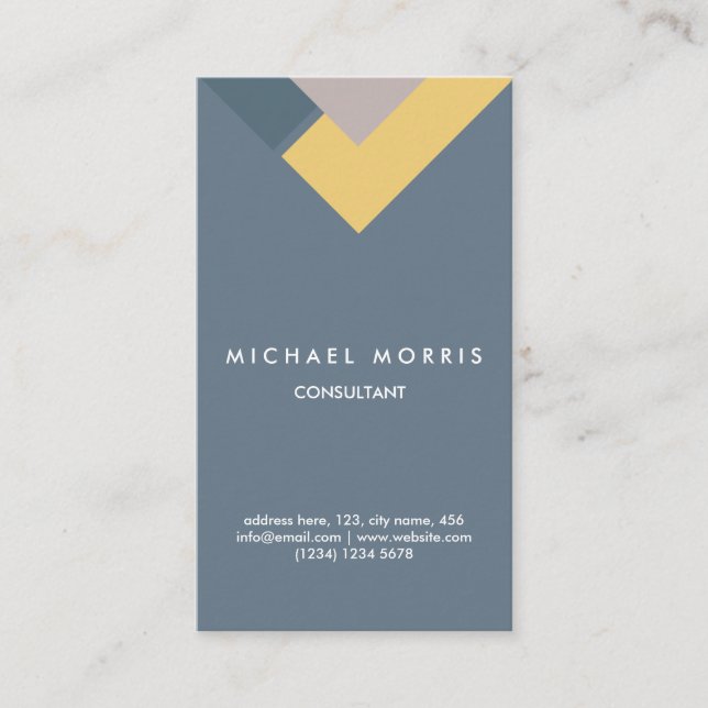 Blue geometric professional elegant modern smart business card (Front)