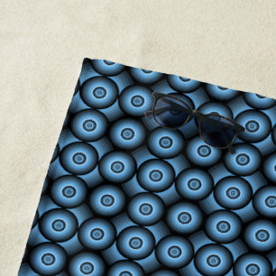 Blue geometric retro circle pattern beach towel