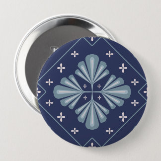 Blue Geometric shapes Pattern 10 Cm Round Badge