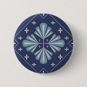 Blue Geometric shapes Pattern 6 Cm Round Badge