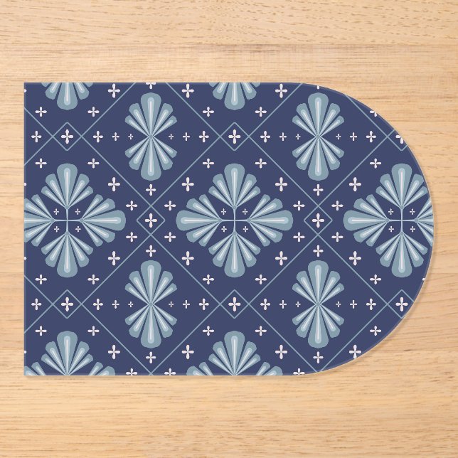 Blue Geometric shapes Pattern  Acrylic Invitations (Front)