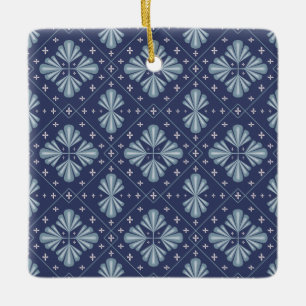 Blue Geometric shapes Pattern Ceramic Ornament