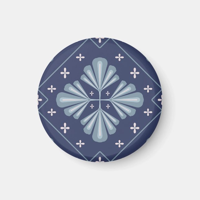 Blue Geometric shapes Pattern  Magnet (Front)