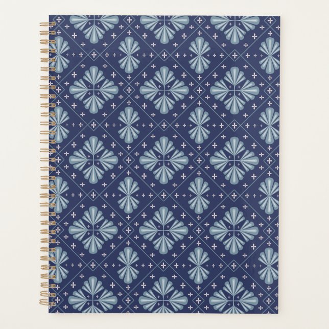 Blue Geometric shapes Pattern  Planner (Front)