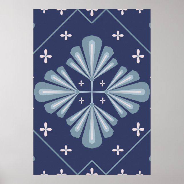 Blue Geometric shapes Pattern  Poster (Front)