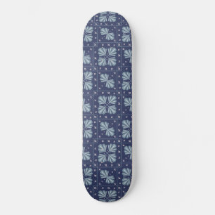 Blue Geometric shapes Pattern Skateboard