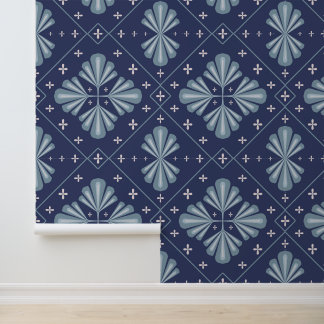 Blue Geometric shapes Pattern Wallpaper