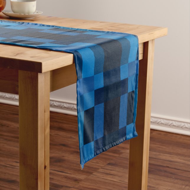 blue geometric short table runner (In Situ)