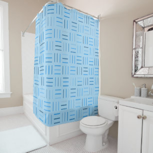 Blue Geometric Shower Curtain
