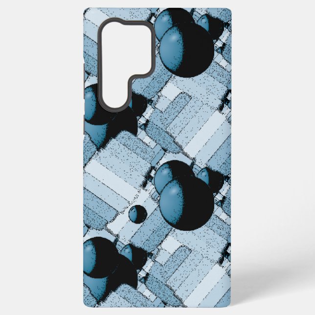 Blue Geometric Sphere Samsung Galaxy S22 Ultra Case (Back)
