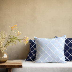Blue Geometric Squares Cushion