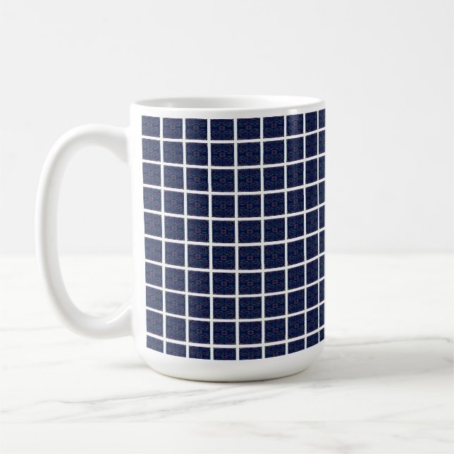 Blue Geometric Squares Mug (Left)