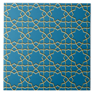 Blue Geometric Star Pattern Tile