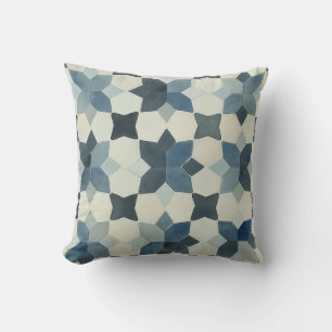 Blue Geometric Star Tile Pillow