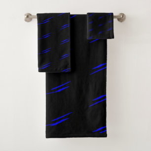 Blue Geometric Stripe Bath Towel Set