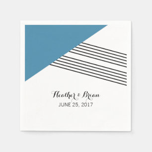 Blue Geometric Stripe Paper Napkins
