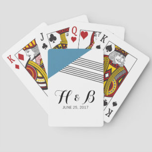 Blue Geometric Stripe Playing Cards