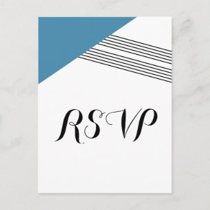 Blue Geometric Stripe Response Postcard