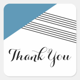 Blue Geometric Stripe Thank You Stickers
