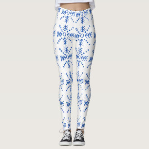 Blue geometric symbols pattern  leggings