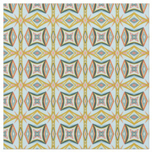 Blue Geometric Tile Pattern Fabric