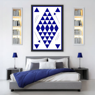 Blue Geometric Triangles Poster