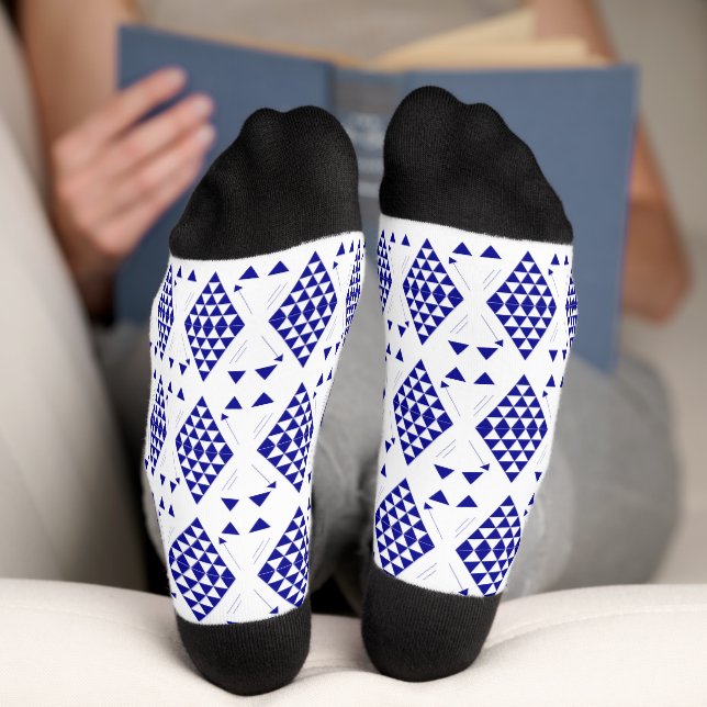 Blue Geometric Triangles Socks (Bottom)