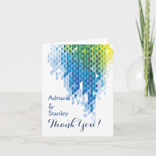 Blue geometric triangles wedding Thank You