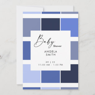 Blue Geometric Ultrasound Baby Shower Invitation
