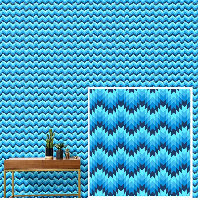 Blue Geometric Waves Stripes Wallpaper (Creator Uploaded)