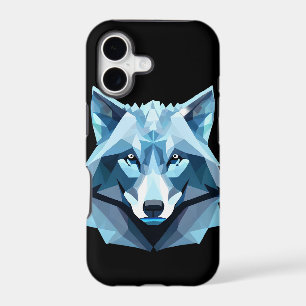 Blue Geometric Wolf Head