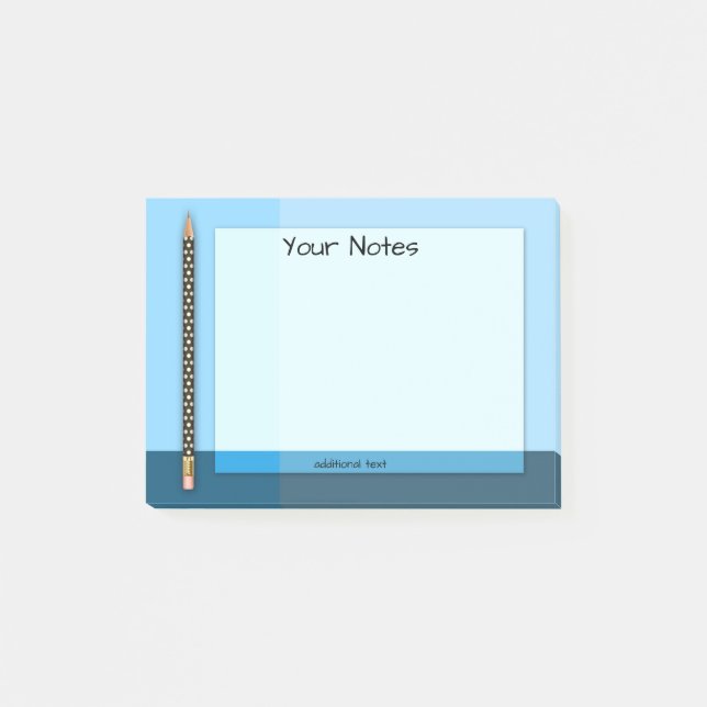 Blue Geometrical Pencil Post It Notes (Front)