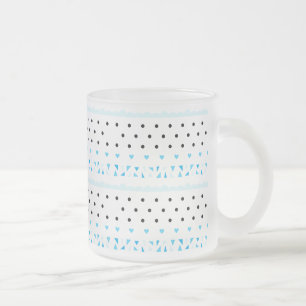 Blue Geometrics Frosted Glass Coffee Mug