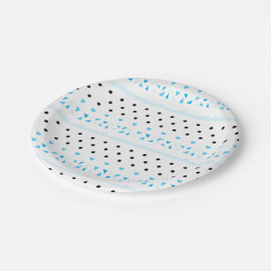 Blue Geometrics Paper Plate