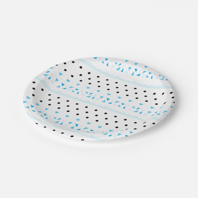 Blue Geometrics Paper Plate (Angled)