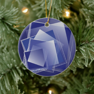 Blue geometry burst ceramic tree decoration