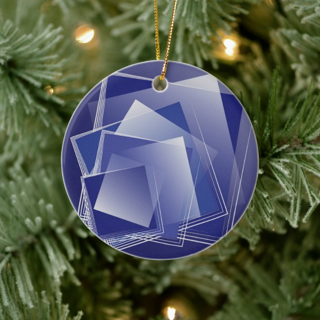 Blue geometry burst ceramic tree decoration (Tree)