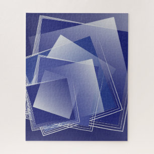 Blue geometry burst jigsaw puzzle