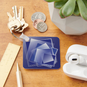 Blue geometry burst key ring