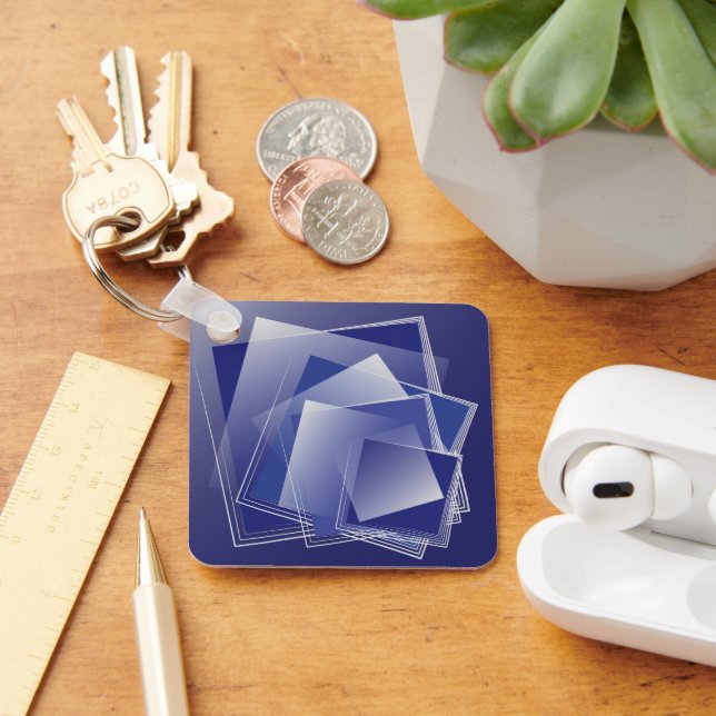 Blue geometry burst key ring (Desk)