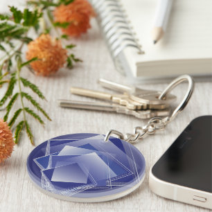 Blue geometry burst key ring