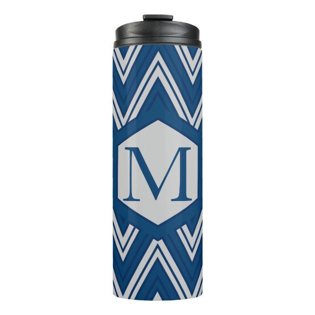 Blue Geometry Collection Thermal Tumbler (Front)