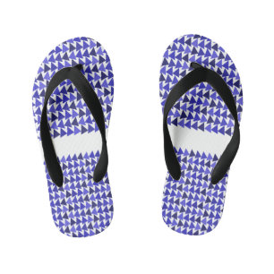 Blue geometry triangle pattern Personalised name , Kid's Flip Flops